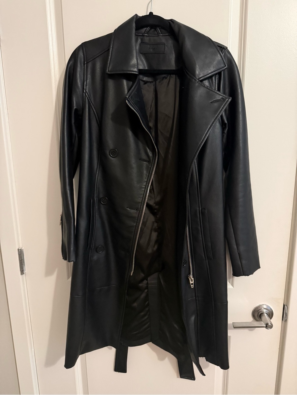Blank NYC Black Vegan Leather Trench Coat